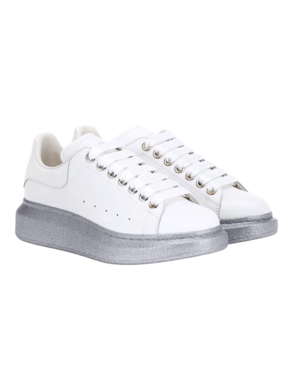 Alexander McQueenl Oversized Women’s sneakers White Silver Glitter Sole